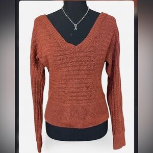 Pink Rose Small Off-the-Shoulder Burgundy Sweater